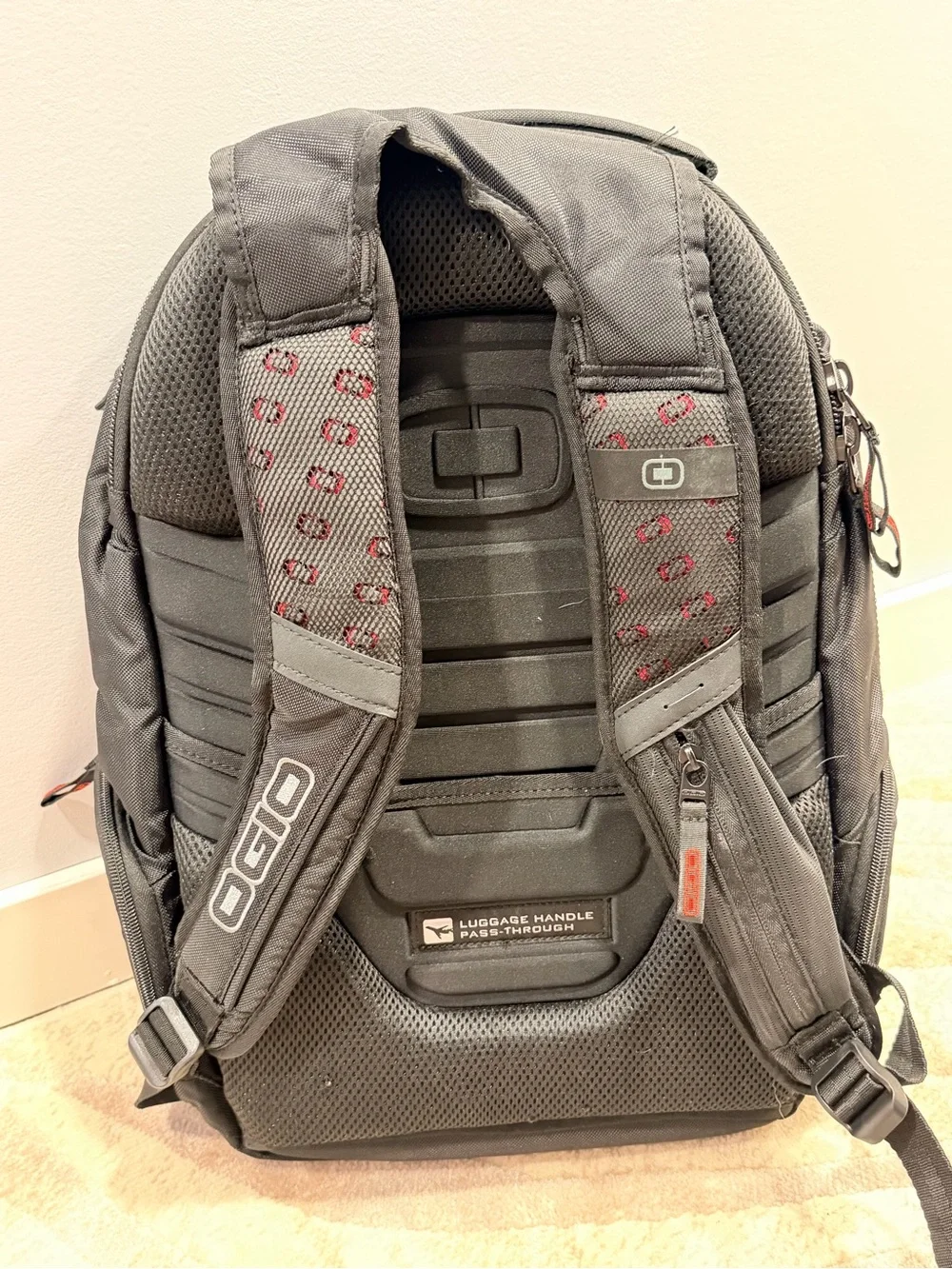 OGIO Black Backpack with Red Zipper Accents